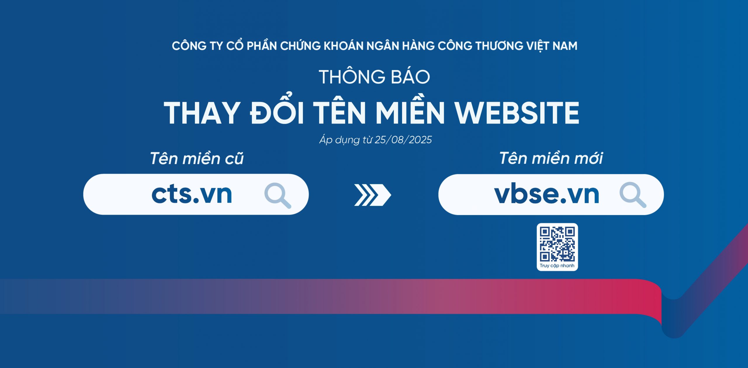 Công ty Chứng khoán Công thương thay đổi tên miền website 